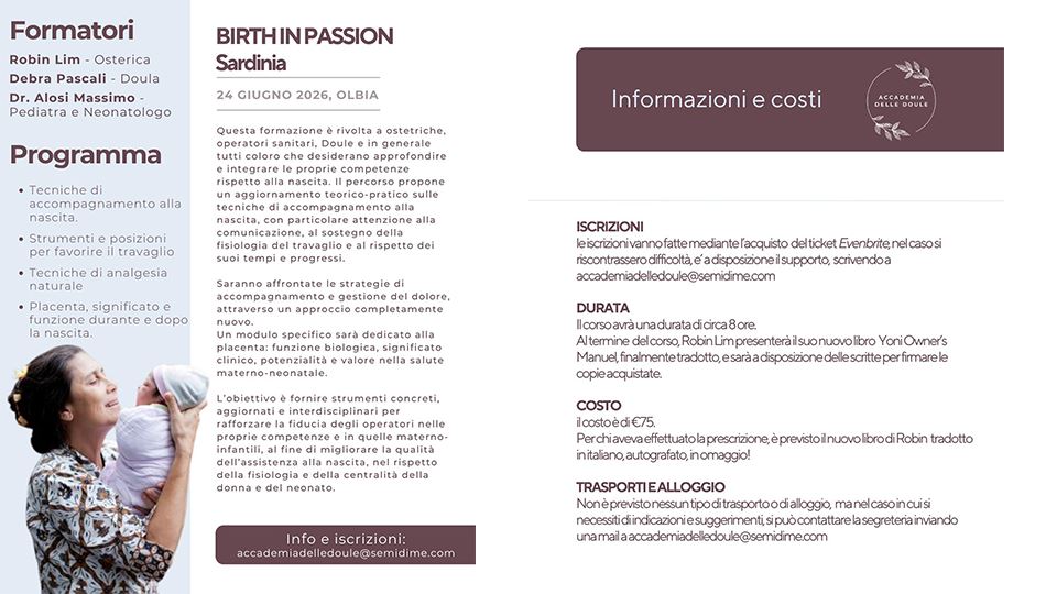 BIRTH IN PASSION Sardinia 24 GIUGNO 2026, OLBIA