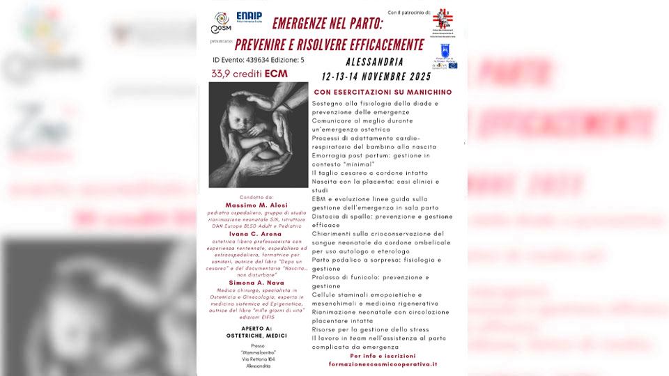 Emergenze nel parto: prevenire e risolvere efficacemente ALESSANDRIA